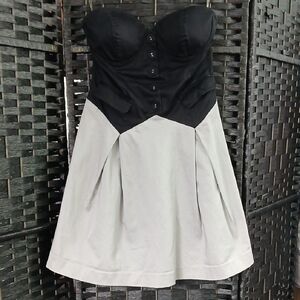Forever 21 Twist Cirque21 Black/Gray Coset Style Strapless Dress SZ M/M